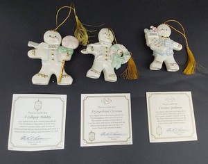 Christmas Ornaments - Lenox Lollipop, Gingerbread & Gentleman (Lot of 3)
