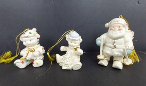 Christmas Ornaments - Lenox Teddy Bears & Santa (Lot of 3)
