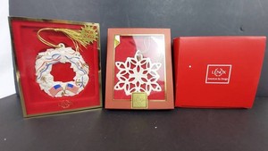 Christmas Ornaments - Lenox Snowflake & Wreath (Lot of 3)