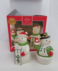 Salt and Pepper Shakers - Lenox Holiday Snowcouple Pair