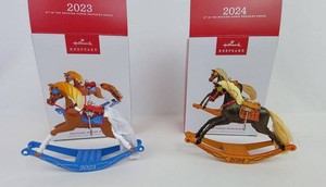 Christmas Ornaments - Hallmark Keepsake Rocking Horse Memories 2023 & 2024 (Lot of 2)