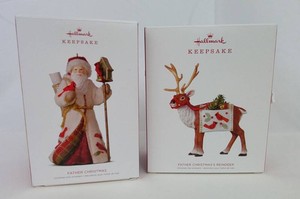 Christmas Ornaments - Hallmark Keepsake 2018 Father Christmas & Reindeer (Lot of 2)
