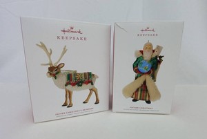 Christmas Ornaments - Hallmark Keepsake Father Christmas & Reindeer (Lot of 2)