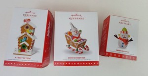 Christmas Tree Ornaments - Hallmark Keepsake Santa, Snowman & Gingerbread (Lot of 3)