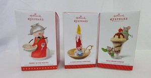 Christmas Ornaments - Hallmark Keepsake Mouse & Snowman (Lot of 3)