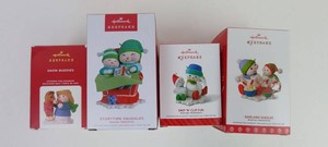 Christmas Ornaments - Hallmark Keepsake Snow Buddies & Making Memories (Lot of 4)