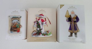 Christmas Ornaments - Hallmark Keepsake Window, Snow Lady & Father Christmas (Lot of 3)