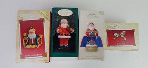 Christmas Ornaments - Hallmark Keepsake Santa, Music Box & Rocking Horse (Lot of 4)