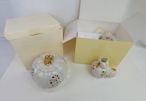 Pumpkin Decor - Lenox Lidded Container & Figurines (Lot of 3)