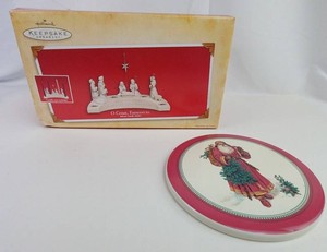 Ceramic Christmas Decor - Hallmark Advent Holder & Santa Plaque Mixed Lot