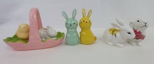 Salt & Pepper Shaker Sets - 3 Assorted Bunny & Chick Designs (Lot of 3)