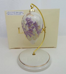 Christmas Ornament - Lenox Porcelain Floral Egg With Display Stand