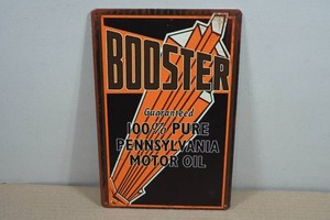 Novelty Vintage Style Metal Sign - Booster Oil