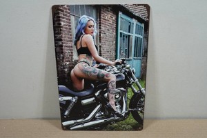 Novelty Metal Sign - Biker Girl