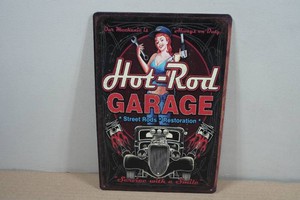 Novelty Vintage Style Metal Sign - Hot Rod Garage
