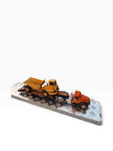 150 Die-Cast Semi Heavy Haul Rig with CAT Articulated Dump Truck & Custom Case
