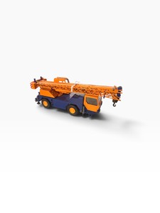 150 Scale Die-Cast Blue & Yellow All-Terrain Mobile Crane in Acrylic Case