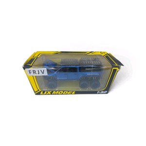 132 scale die-cast red Tyrannosaurus Rex  Ram 1500 TRX 6x6 off-road pickup truck model packed in a yellow-bordered window box labeled LIX MODEL