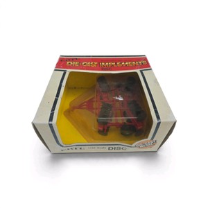Vintage ERTL 132 Scale International Harvester (IH) Wing Disc (Stock No. 1553  241H), featuring a red and black die-cast metal disc implement with folding wings inside its original packaging
