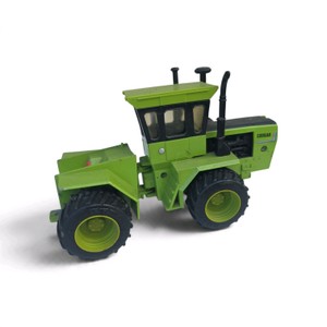 lime-green Steiger Cougar 4WD die-cast toy tractor by ERTL, featuring an articulating body and black cab structure