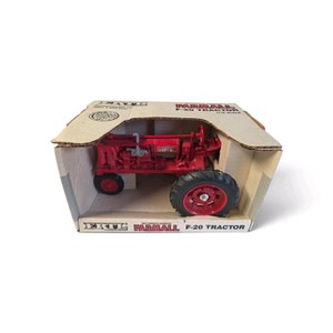 New in Box ERTL 116 scale McCormick-Deering Farmall F-20 die-cast metal replica tractor boxed in its original packaging Valued at $60