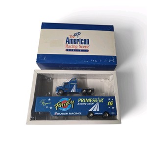 Vintage 164 scale diecast replica of Ted Musgraves #16 Primestar  The Family Channel  Roush Racing Ford Kenworth transporter from The American Racing Scene (Series II) collection.