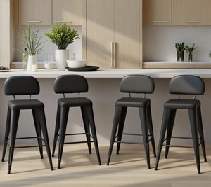 Set of 4, 30 Inch Bar Stools with Soft Cushion Low Back...New