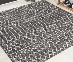 JONATHAN Y Ourika Moroccan Geometric Textured Weave BlackGray 8 ft. Square IndoorOutdoor