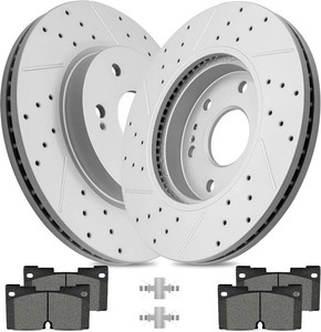 Ceramic Brake Pads and Rotors Kit Front Drilled Slotted Vented Rotors & Brakes for 2021 2022 2023 2024 Cadillac Escalade Esv With 4 Piston Front Caliper