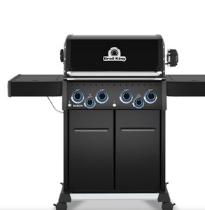 Broil King Baron 490 Pro Shadow 4 Burner Propane Grill w Side Burner & Rotisserie Kit - Black - 674144