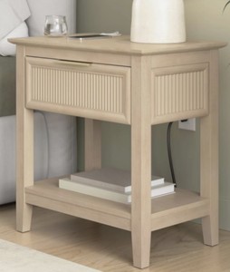 Bush Home Camille Fluted Nightstand  End Table with Drawer New Never Opened Natural Birch finish. CMT124NB