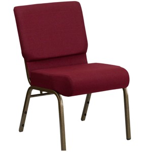4 Pack Flash Furniture FD-CH0221-4-GV-3169-GG Burgundy 21 Extra Wide Church Chair with Gold Vein Frame