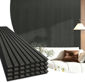 Art3d 94.5 x 12.8 Inch Acoustic Wood Textured Wall Panel, 4-Pack, Blackwood