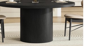 47 Round Dining Table, Fluted Kitchen Table Black