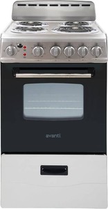 Avanti Electric Range Oven, 4 Coil Broilers, 2.1 Cu.Ft., Stainless Steel Avanti Electric Range Oven, 4 Coil Burners