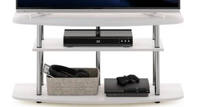 Furinno Frans Turn-N-Tube TV Stand for TV Size up to 43 Inch, 3-Tier, White Oak