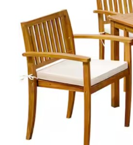 4-Piece Acacia Wood Outdoor Chair Set with Beige Cushion for Patio Garden Backyard 4-Armchairs