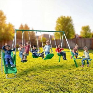 Sportspower Park Ridge Metal Swing Set for Ages 3-8, 2 Swings, Standing Swing,