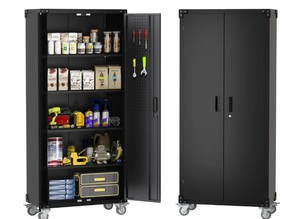 Garvee Metal Storage Cabinet 72H with Wheels, Steel