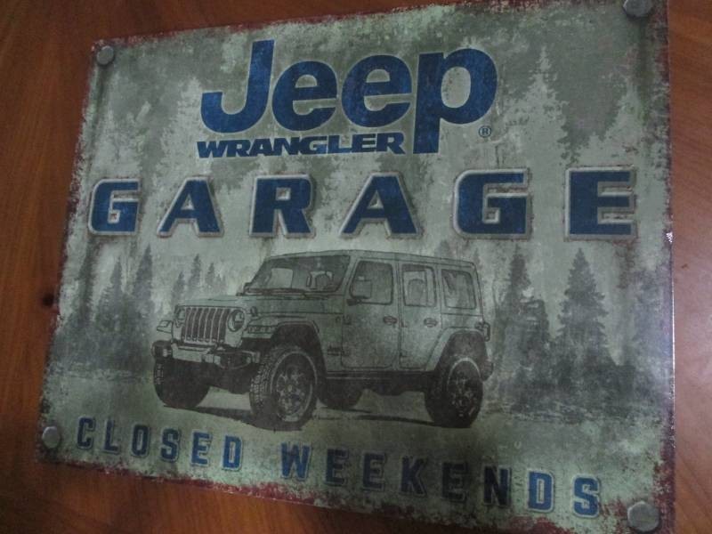 Keep Wrangler with authenticity sticker metal sign measures 12 x 14 inches