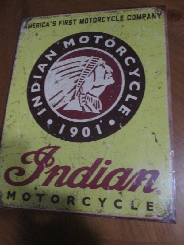 Indian motorcycles metal sign measures 12 x 14 inches