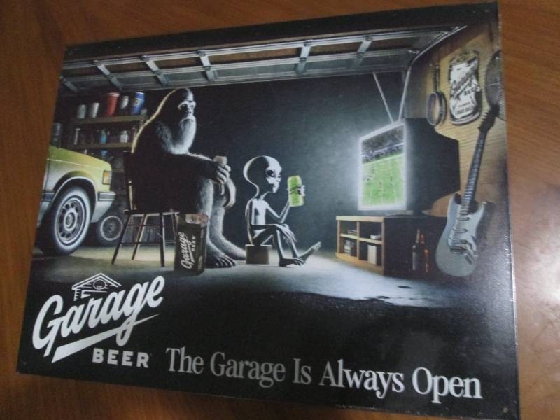 Garage beer metal sign measures 12 x 14 inches