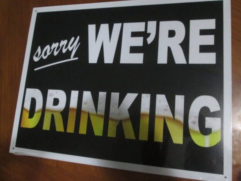 Drink time metal sign measures 12 x 14 inches