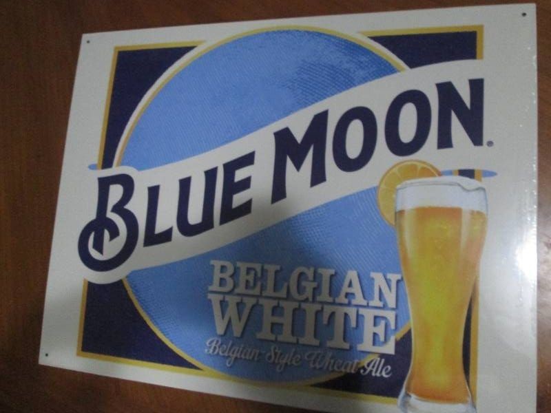 Blue Moon Ale metal sign measures 12 x 14 inches