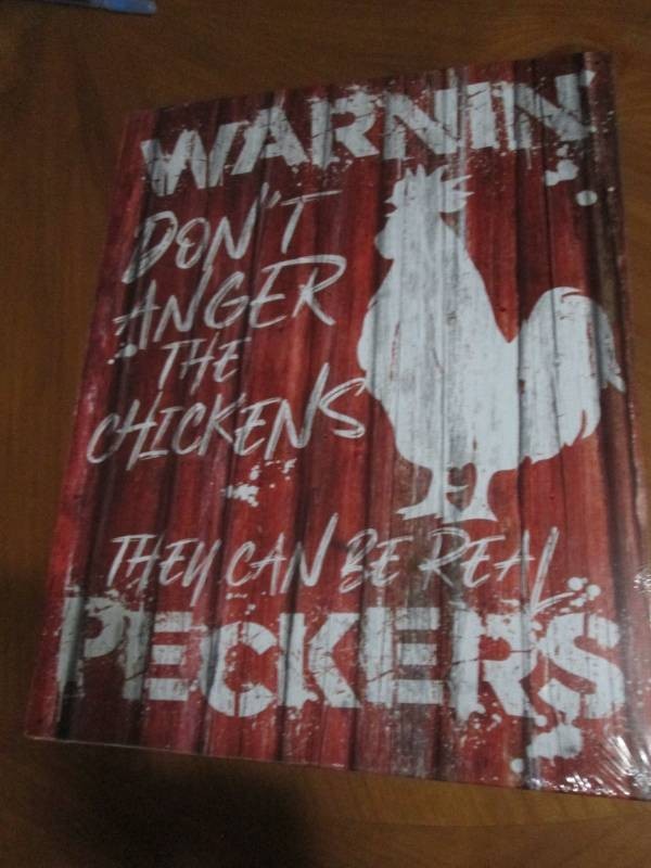 Poultry metal sign measures 12 x 14 inches