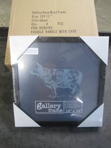 4 Pack of new Gallery deep wood frames, 12 x 12 inches black