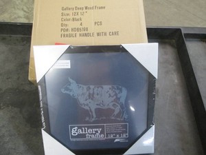 4 Pack of new Gallery deep wood frames, 12 x 12 inches black