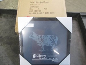 4 Pack of new Gallery deep wood frames, 12 x 12 inches black