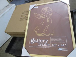 4 Pack of new Gallery deep wood frames, 18 x 24 inches natural wood