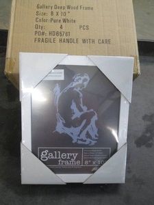 4 Pack of new Gallery deep wood frames, 10 x 8 inches white